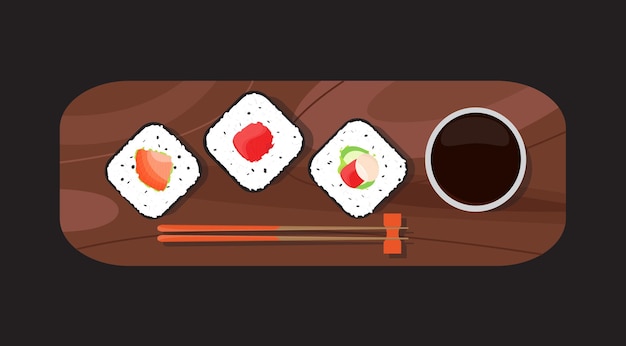 Vektor hand gezeichneter sushi-designvektor