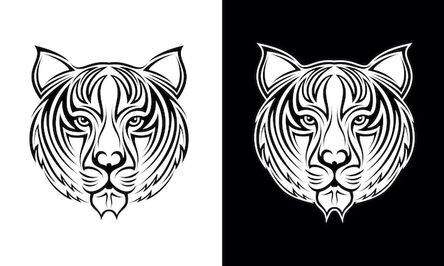 Hand gezeichneter tiger head tattoo design vector