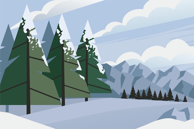 Hand gezeichneter Winterlandschaftshintergrund