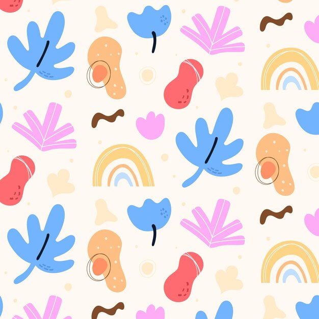 Hand gezeichnetes abstraktes Formmuster des flachen Designs