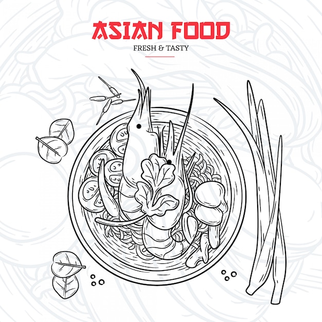 Hand gezeichnetes asiatisches Restaurantmenü