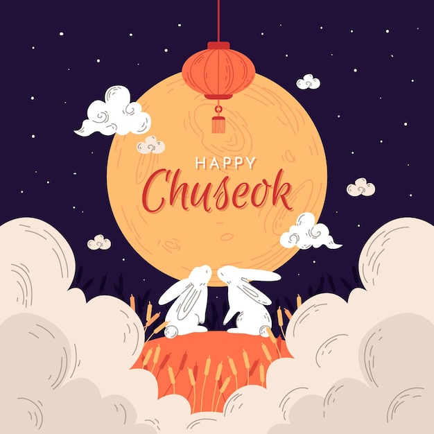 Hand gezeichnetes chuseok-konzept