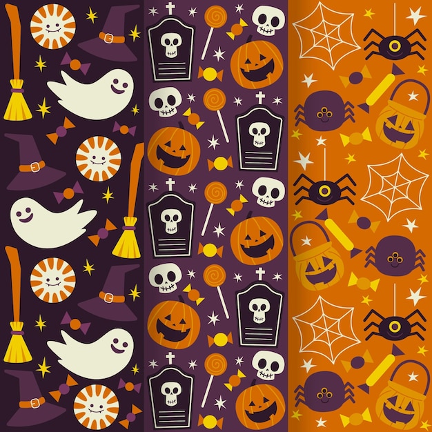 Hand gezeichnetes design-halloween-musterset