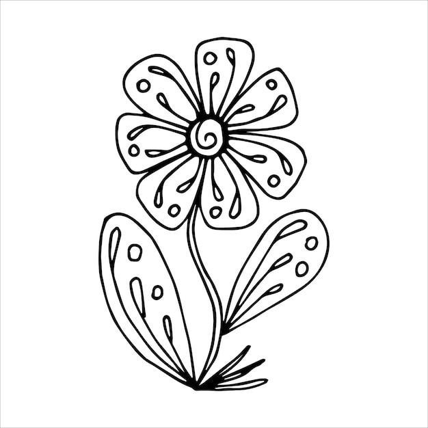 Hand gezeichnetes einzelnes Gekritzelelement der Blume