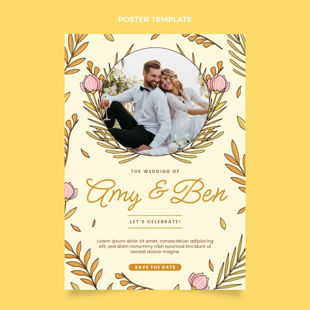 Hand gezeichnetes hochzeitshochzeitsplakat