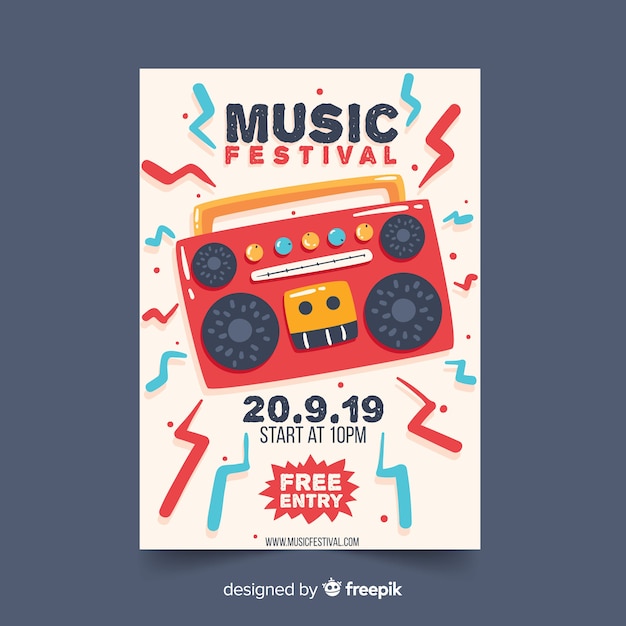 Vektor hand gezeichnetes musikfestivalplakat