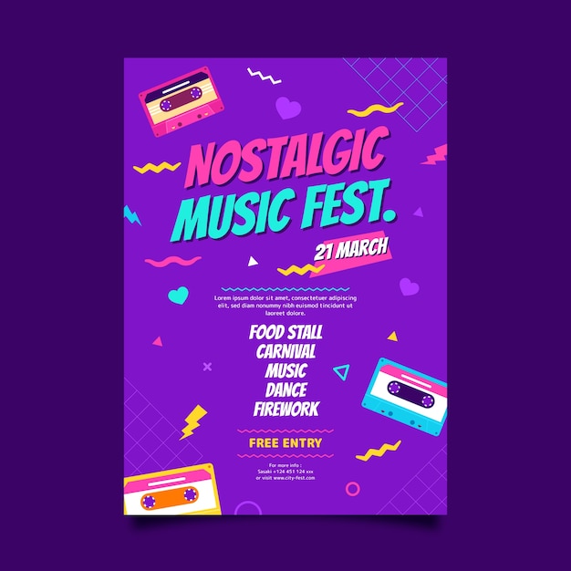 Vektor hand gezeichnetes musikfestivalplakat