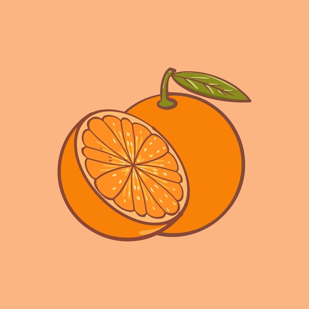 Hand gezeichnetes orange Illustrationsdesign der Karikaturfrucht