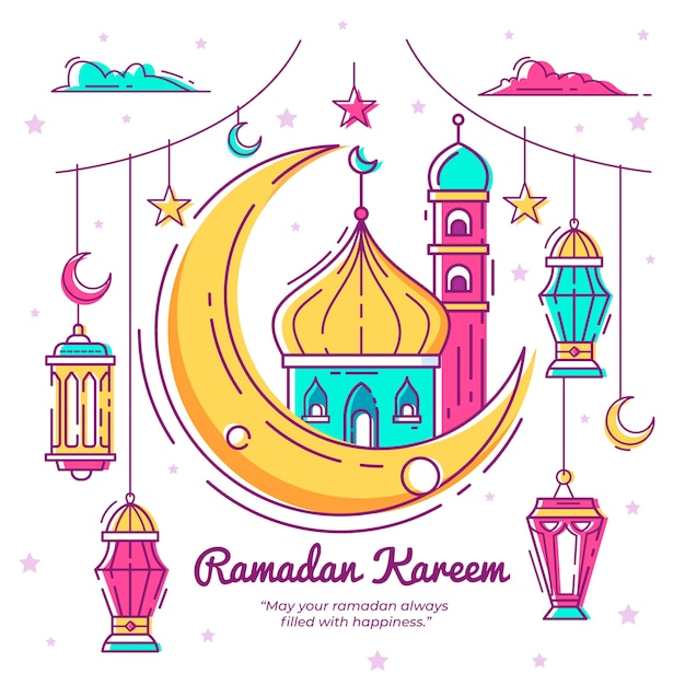 Vektor hand gezeichnetes ramadan-konzept