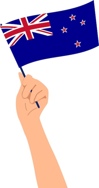 Hand hält die Flagge Neuseelands Vektor-Illustration mit durchsichtigem Hintergrund