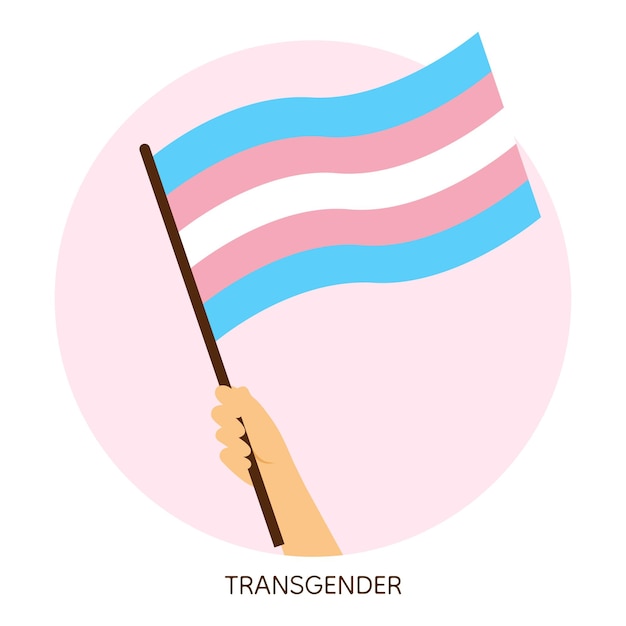 Vektor hand hält die transgender-pride-flagge