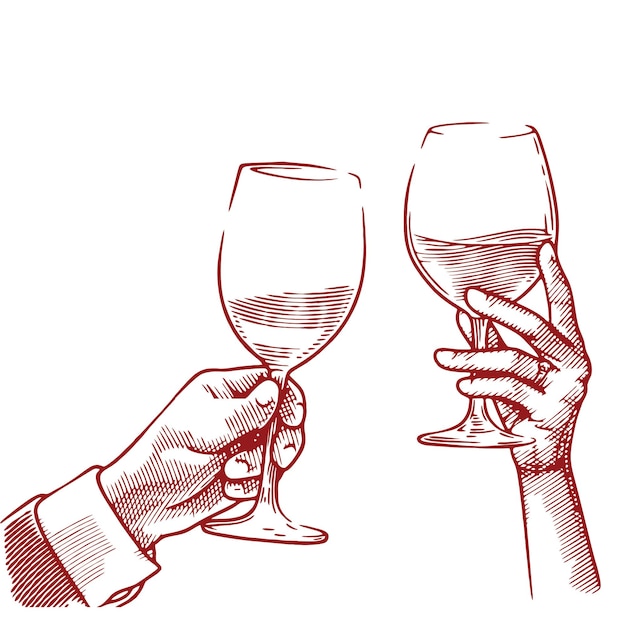 Hand hält ein glas wein