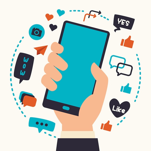 Hand hält ein Mobiltelefon