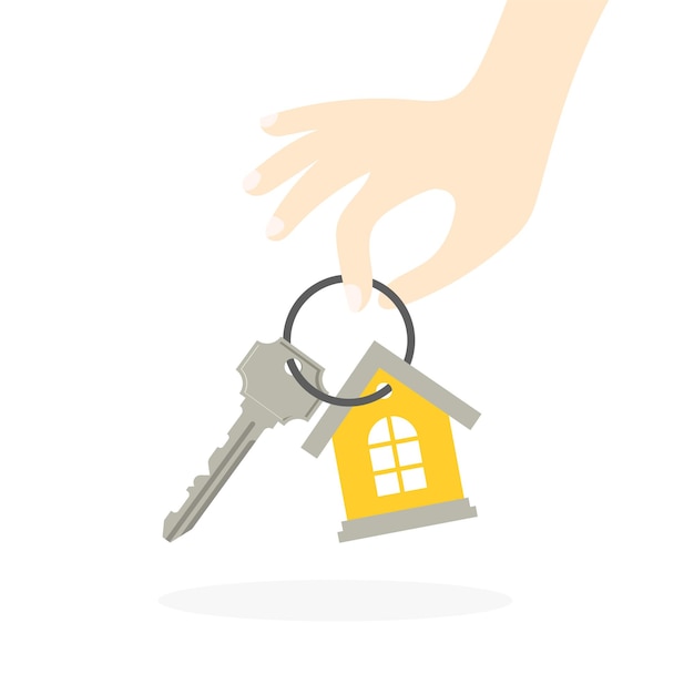 Hand hält Schlüssel für Ihr Haus Kauf einer Wohnungsinvestition Immobilienmaklerkonzept