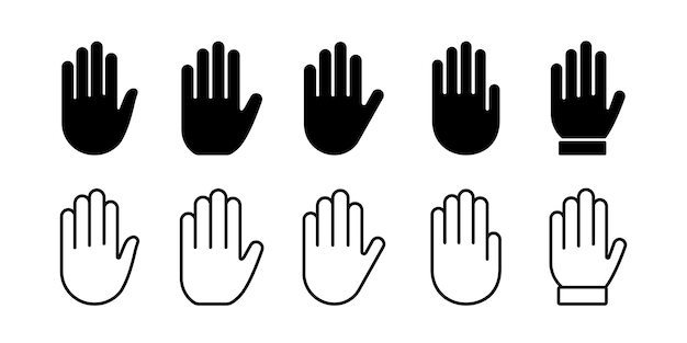 Hand-Ikonensatz oder Handzeichen und -symbol