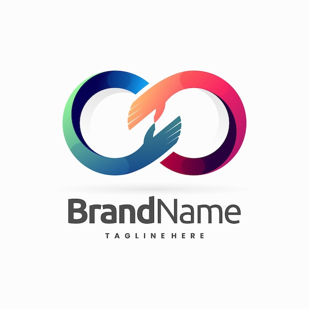 Hand-Infinity-Logo mit Hand- und Infinity-Form-Kombinationskonzept