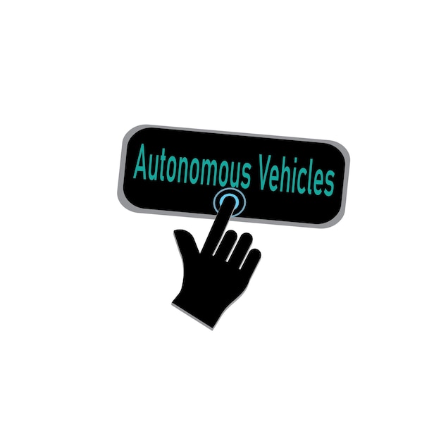 Hand-Mauszeiger klickt auf die Schaltfläche „Autonome Fahrzeuge“, Vektordesign