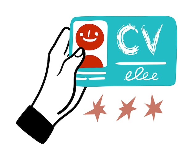 Vektor hand mit einer cv-bewertungskarte