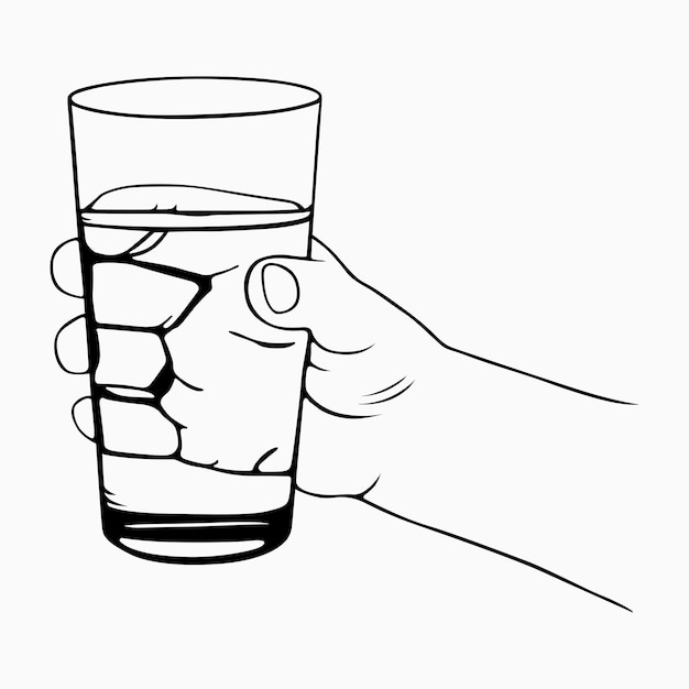 Vektor hand mit glas wasser