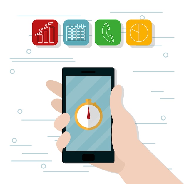 Vektor hand mit smartphone mobile app