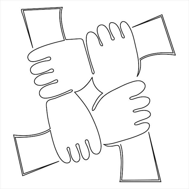 Hand offene Handfläche kontinuierliche einzelne Zeile Kunst Zeichnung Umriss Vektor Illustration Mai Tag