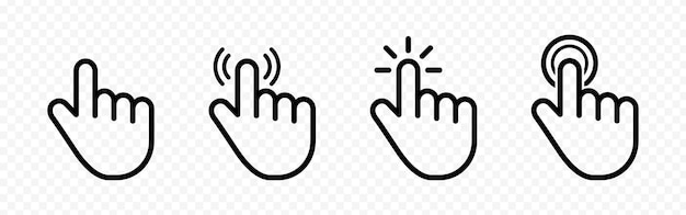 Hand-Symbol des Cursors ist auf durchsichtigem Hintergrund isoliert.