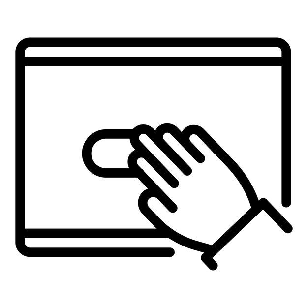 Hand-Touch-Tablet-Symbol Umriss des Hand-Touch-Tablet-Vektorsymbols für Webdesign isoliert auf weißem Hintergrund