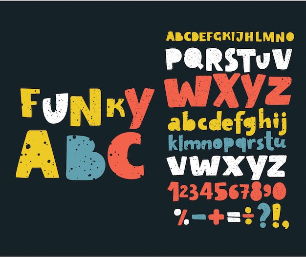 Hand zeichnen gekritzel abc, alphabet grunge scratch typ schriftart illustration.