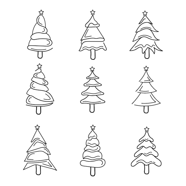 Vektor hand zeichnen weihnachtsbaum umriss illustration