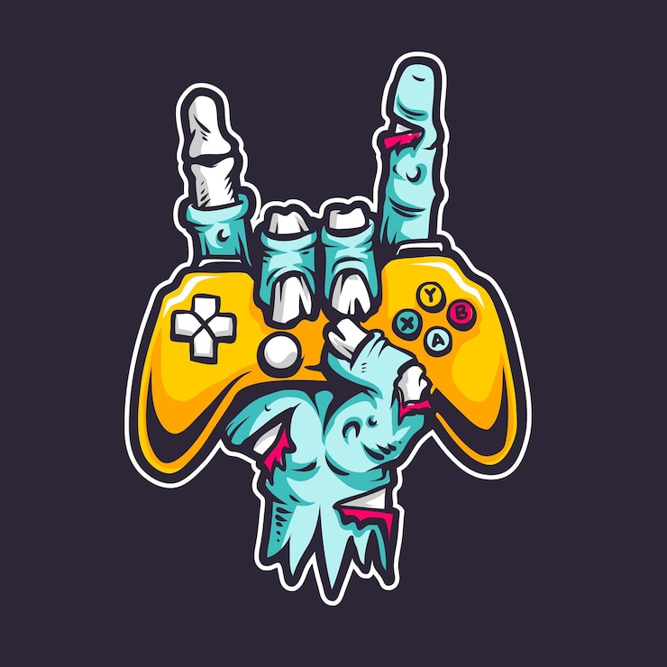 Vektor hand zombie gamer cartoon illustration