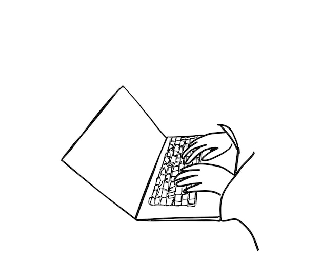 Handarbeit am Computer Handgezeichnete Illustrationsskizze