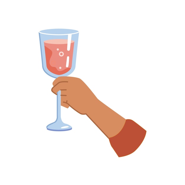 Vektor handbeifall mit einem glas rotwein oder champagner
