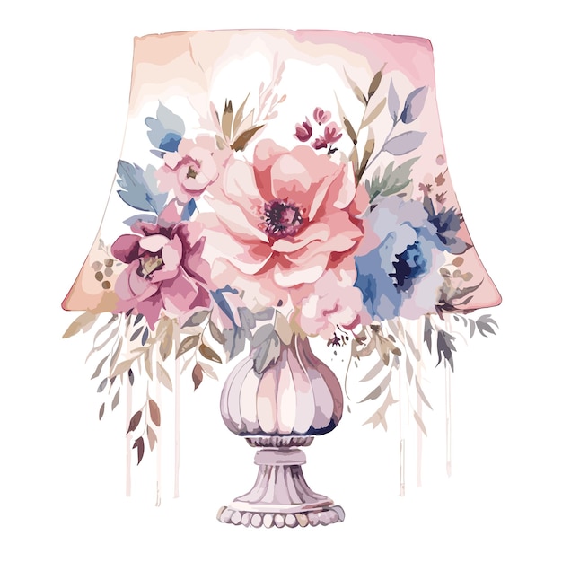 Vektor handbemalte blume im aquarellstil, süßer blumenstrauß in einer vase, handgezeichnete illustration