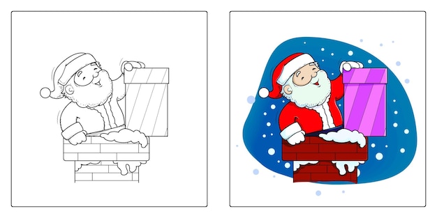 Handdraw santa weihnachten malvorlagen premium-vektor