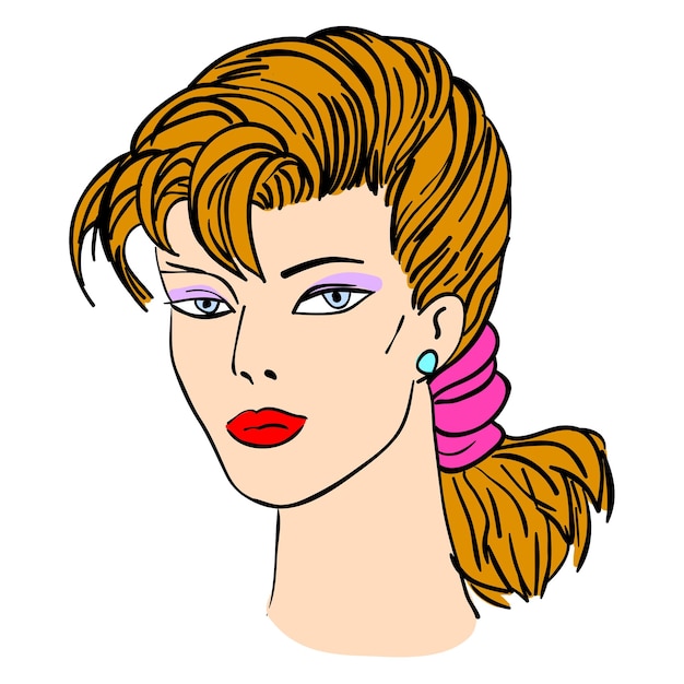 Handdrawn Mode-Modell Vektor-Illustration Gesicht der Frau
