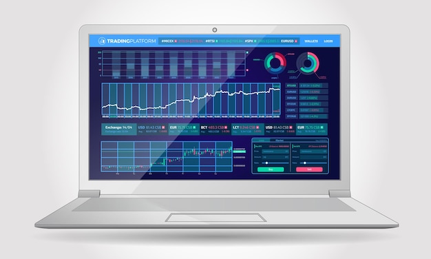 Handelsplattform-Schnittstelle mit Infografik-Elementen