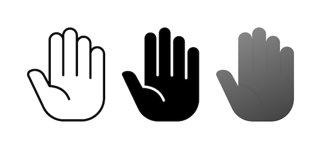 Handflächen-Symbole Schwarze Handflächen für Stoppschilder Handsymbole Vektor-Symbole