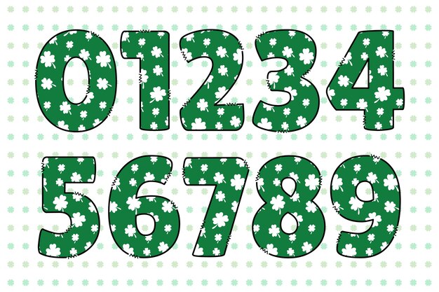 Vektor handgefertigte st. patrick-zahlen, farbe, kreative kunst, typografisches design