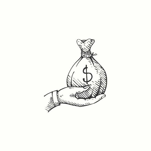 Handgeldbeutel mit Dollar-Zeichnung