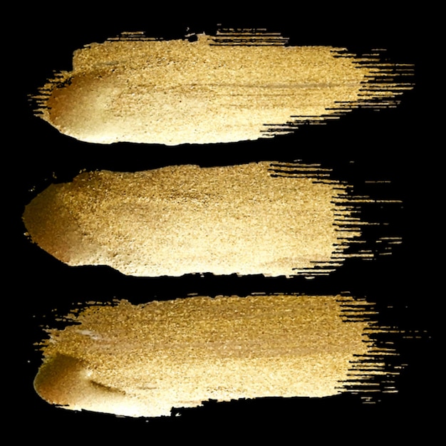 Vektor handgemachte goldene pinselstrichset-sammlung