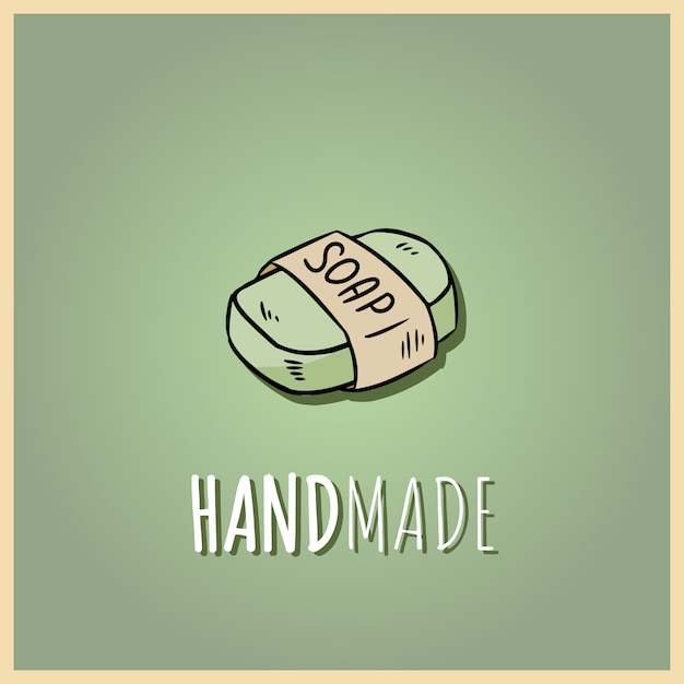 Handgemachte naturseife logo. hand gezeichnete illustration der bio-kosmetik.