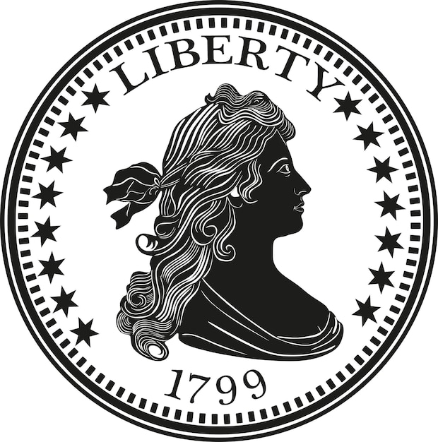 Handgemachter schwarzer designvektor der amerikanischen dollargoldmünze