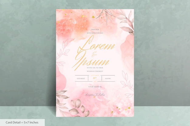 Handgemalte Aquarellblumenhochzeitseinladungsschablone