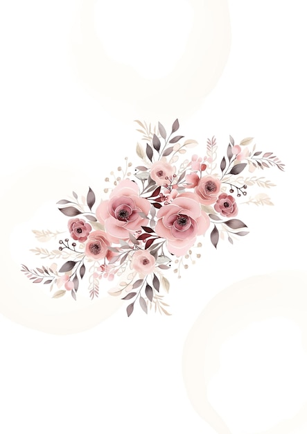 Vektor handgemalte hintergrundvorlage in rosa und weißem aquarell für einladung mit flora und blumen