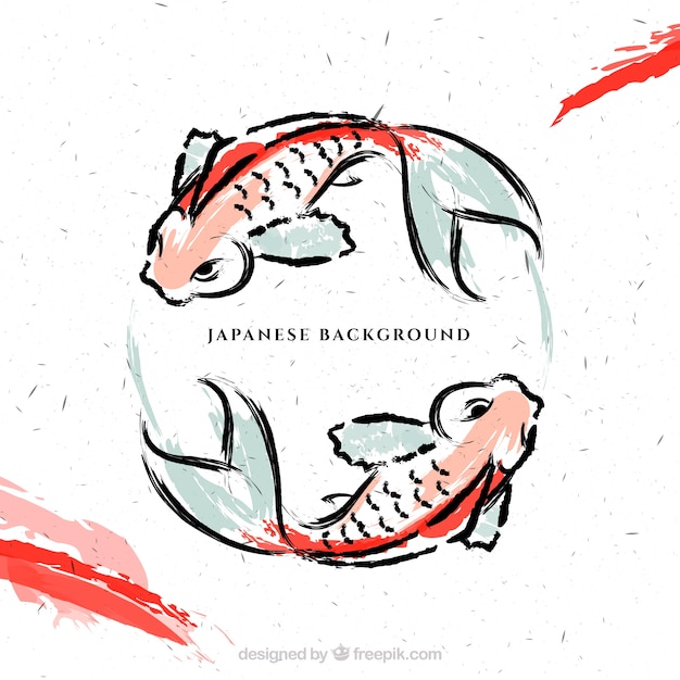 Handgemalte japanischen fische hintergrund