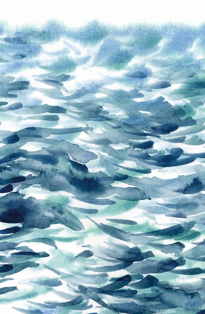 Vektor handgemalte seewasser-textur abstrakte aquarell-hintergrund-vektorillustration