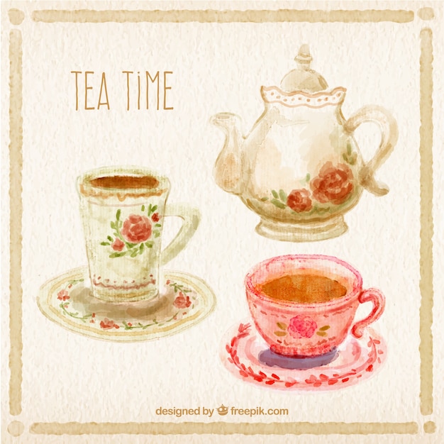 Vektor handgemalte tea time