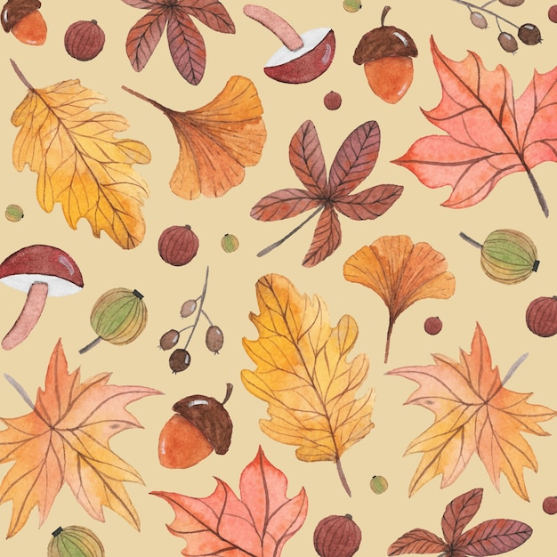 Vektor handgemalter aquarell herbst hintergrund