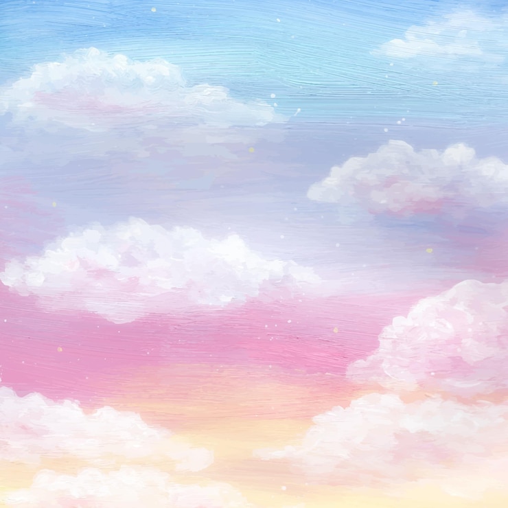 Vektor handgemalter aquarell-pastell-himmelhintergrund