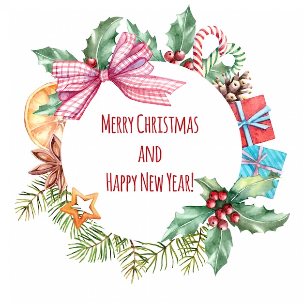 Handgemalter Aquarellweihnachtskreisrahmen
